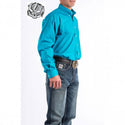 Cinch Men's Classic Fit Long Sleeve Solid Teal Blue Shirt : Medium