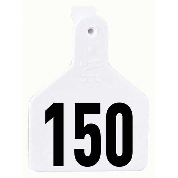 Z Tag White No Snag Calf ID Numbered Tags 126 - 150 : Pack of 25