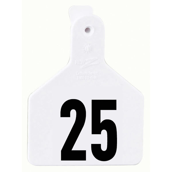 Z Tag White No Snag Calf ID Tag - Numbered 1 - 25 : Pack of 25