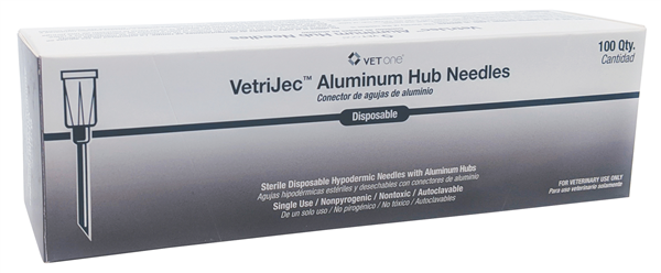 Vetrijec Disposable Aluminum Hub  Needles 14 gauge x 1 inch : 100ct