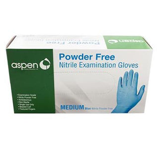 Aspen Nitrile Blue Exam Gloves 5ml 100ct : Medium