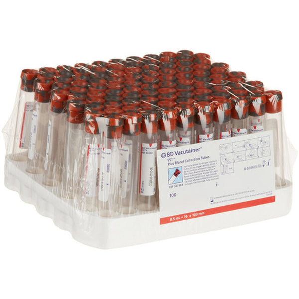 BD Vacutainer Blood Serum 8.5ml Seperation Tubes Red/Gray Tops : 100ct