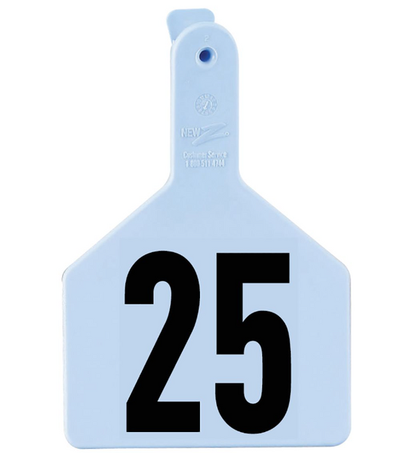 Z Tag Blue No Snag Cow ID Tag - Numbered 1 - 25: Pack of 25