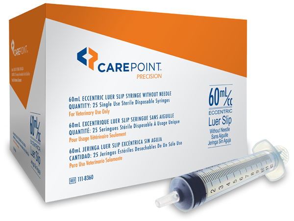 Carepoint 60ml Eccentric Luer Slip Syringes : 25ct