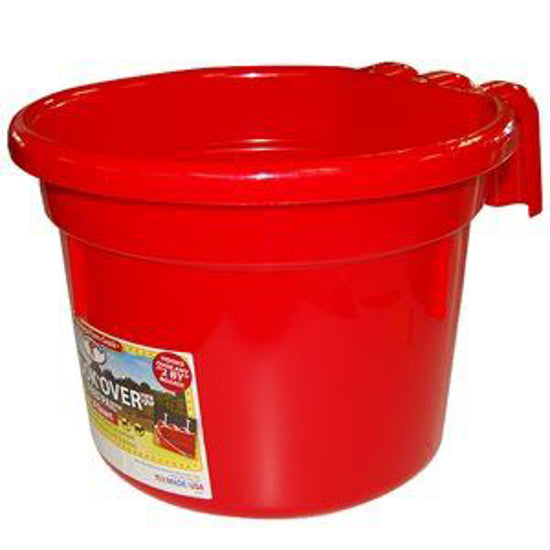 Plastic Hook Over Feed Bucket : Red 8qt