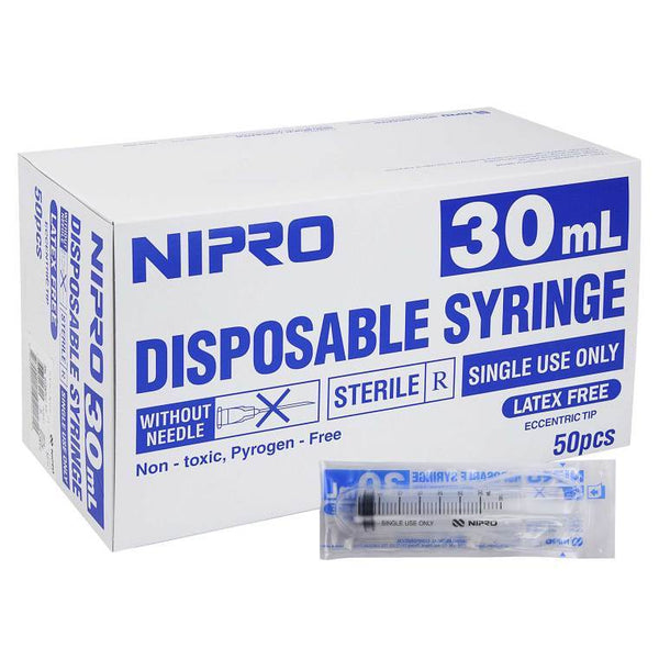 Nipro 30ml Eccentric Slip Tip Syringes : 50ct