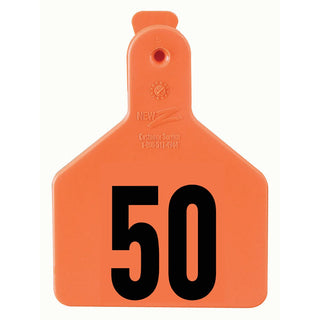 Z Tag Orange No Snag Calf ID Numbered Tags 26 - 50 : Pack of 25