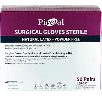 Pivetal Powder Free Latex Sterile Surgical Gloves Size 8: 50 Pair