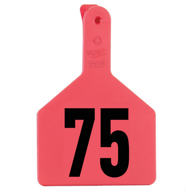 Z Tag Red No Snag Cow ID Numbered Tags 51 - 75 : Pack of 25