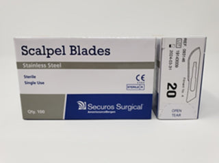 Securos Disposable  SS Sterile #20 Blades : 100ct