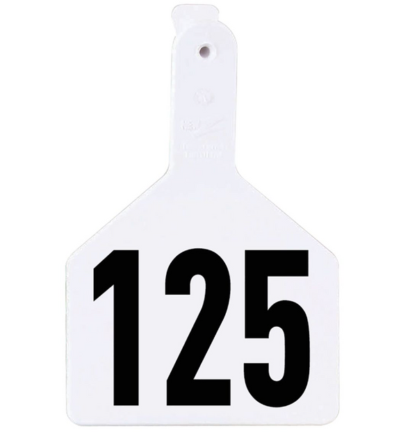 Z Tag White No Snag Cow ID Tag - Numbered 101 - 125: Pack of 25