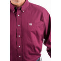 Cinch Men's Classic Fit Long Sleeve Solid Burgundy Shirt : Medium