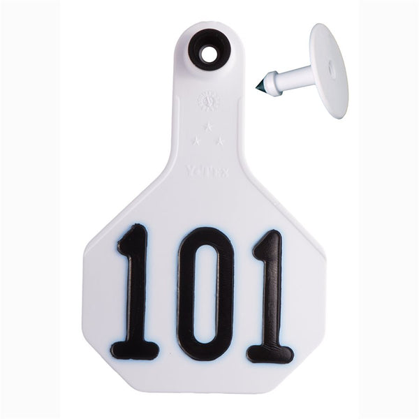 Y-Tex White All American 3 Star Tags Medium Numbered 101-125: Pack of 25