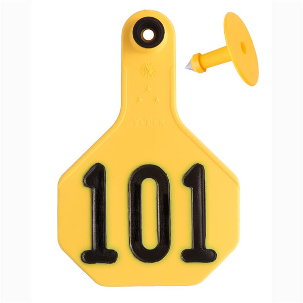 Y-Tex Yellow All American 3 Star Tags Medium Numbered 101-125: Pack of 25