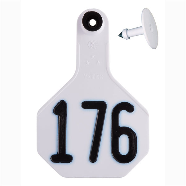 Y-Tex White All American 3 Star Tags Medium Numbered 176-200: Pack of 25