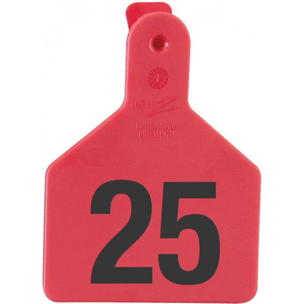 Z Tag Red No Snag Calf ID Tag - Numbered 1 - 25 : Pack of 25