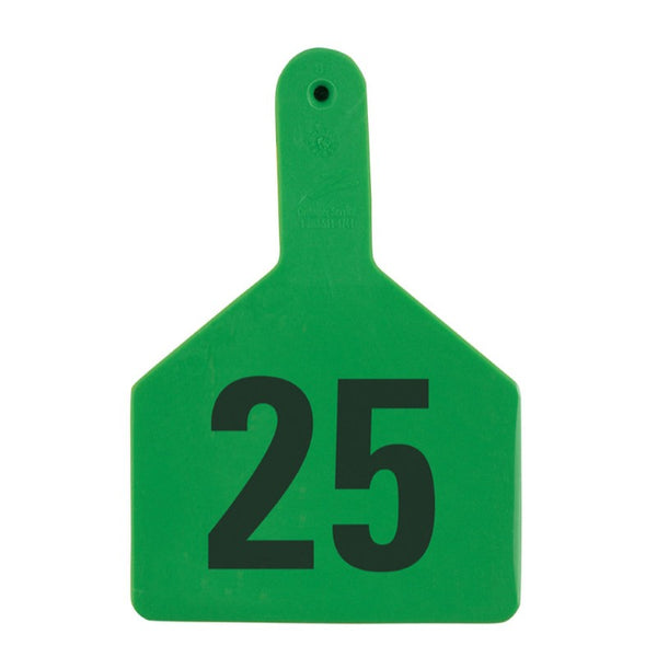 Z Tag Green No Snag Cow ID Tag - Numbered 1 - 25: Pack of 25