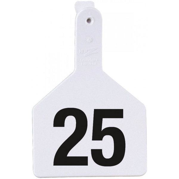 Z Tag White No Snag Cow ID Tag - Numbered 1 - 25: Pack of 25